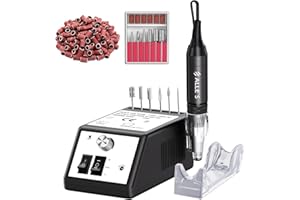ALLE'S Taladro eléctrico profesional de uñas 30000 RPM Efile Buffer herramientas de manicura para uñas acrílicas con juego de brocas de uñas y bandas de lijado (negro)…
