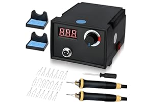 BILIVRY Pirografo per Legno Display Digitale 60W, Set per Pirografia a Legna Professionale con Temperatura Regolabile 100-700 ℃,20 Teste di Pennaper Legno, Pelle, Zucca