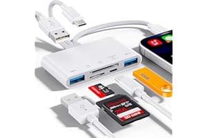 5-in-1 Speicherkartenleser, USB OTG Adapter & SD Kartenleser für iPhone/iPad, USB C und USB A Geräte mit Micro SD & SD Kartensteckplätzen, unterstützt SD/Micro SD/SDHC/SDXC/MMC