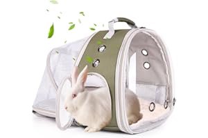 LAIRIES Back Expandable Backpack for Small Animals, Portable Travel Bag Breathable Pet Carrier Cages for Bunny, Guinea Pig, Bearded Dragon, Lizard, Rabbit, Squirrel, Tortoise, Kitten, Sugar Glider