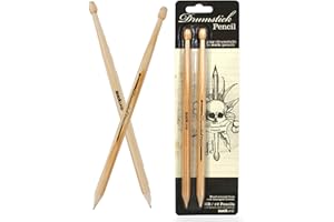 Suck UK | Drewniane pałeczki perkusyjne | Nowatorskie ołówki w kształcie pałeczek perkusyjnych | Materiały piśmiennicze do szkoły i biura | Od zestawu stacjonarnego do zestawu perkusyjnego w kilka