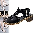 HOPHO Libiyi Sandals, Libiyi Women's Comfy Orthotic Sandals, Libiyi Peep Toe Hollow Weave Fish Mouth Zipper Chunky Heel Sandals
