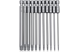 TAKFREE 100mm Torx Screwdriver Bit Sets, 11pcs Star Magnetic Screwdriver Bits Set T6-T40 1/4 Inch S2 Steel Security Torx Screwdrivers Impact Driver Bit Set