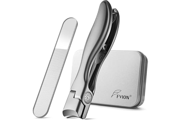 FVION Coupe-Ongles Pour Ongles Épais, Ensemble de Manicur Pointu à Large Mâchoire en Acier Inoxydable Pour Hommes Femmes, Coupe ongles avec Réservoir et lime à Ongles