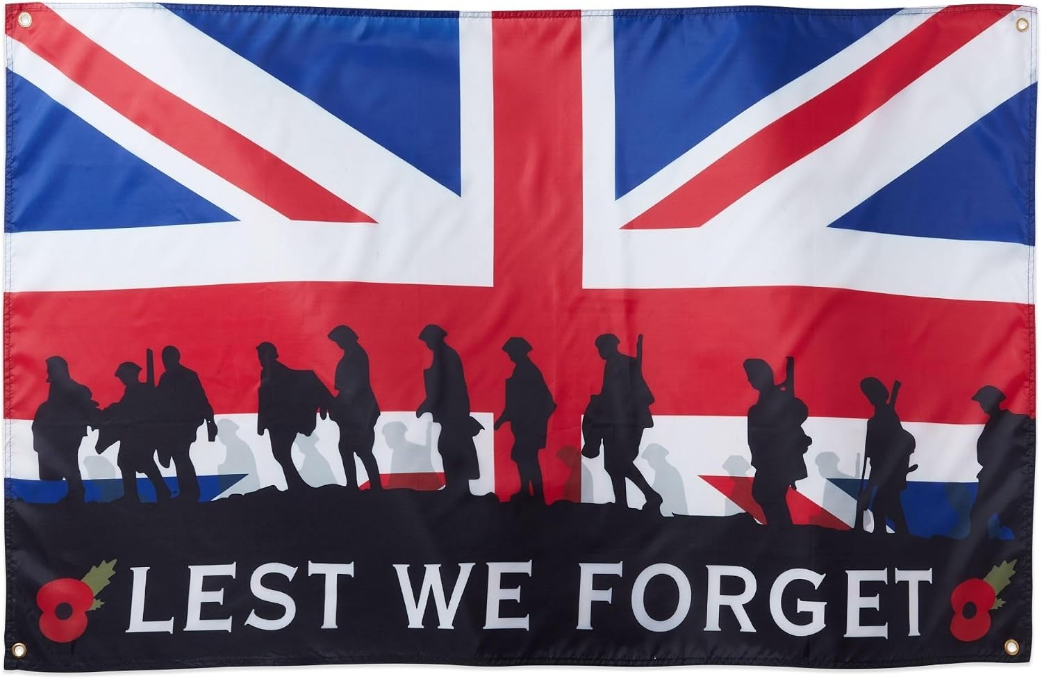 Runesol Lest We Forget, Premium Remembrance Poppy Day Flag - 3ft x 5ft, 4 Grommets, Indoors/Outdoors