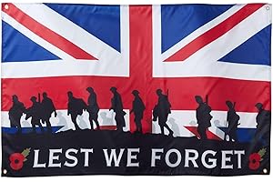 Runesol Lest We Forget, Premium Remembrance Poppy Day Flag - 3ft x 5ft, 4 Grommets, Indoors/Outdoors