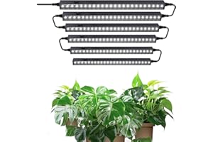 Barrina T5 1FT Grow Lights for Indoor Plants, 5000K White Full Spectrum Growth Lamps, 30W(6 x 5W), Magnetic Black Cover LED Grow Light Strip with Switch, Linkable, Plug and Play, 6 Packs
