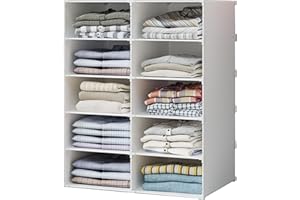 XOKOTAKI Scaffalatura Modulare, Organizzatore di Vestiti per Armadio, Scaffale per Camera, Corridoio. Scaffalature per Casa, Corridoio, Camera da Letto. 10 Moduli.