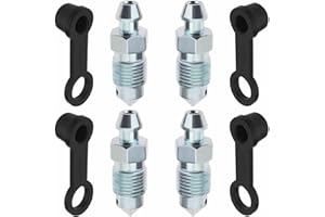 TRUMIZON 4 Pcs M10x1mm Bleed Screw Nipple Set for Disc Brake Caliper - Includes Dust Cap & Galvanized Metal Screws - Compatible with Motorcycle and Car Brake Pumps, M10 Bleed Nipple