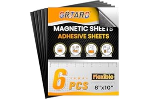 Grtard 8" x 10" Magnetic Sheets with Adhesive Backing, 6-Pack Peel and Stick Magnetic Paper for Photos, DIY, Craft
