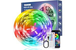 TK99SW Luces LED 8 Metros, Luces Habitacion RGB Multicolor con Control Remoto y App, Cambia el Color con la Música, Para Decoración de Bares, Fiestas, Cocina y Hogar