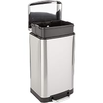 Black+Decker Slimline Pedaalemmer 20L - Roestvrij Staal, Soft Close, 56,5 X 20 X 35 Cm, Steengrijs