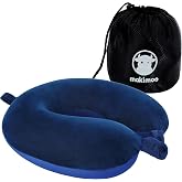Makimoo Memory Foam Travel Pillow, Neck Pillow, Comfortable and Lightweight, Ideal for Sleeping on Airplane, Car, Bus and Hom