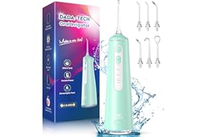 ‎DADA-TECH Munddusche Kabellos, Water Flosser for Teeth Mit 4 Modi & 8 Anpassbaren Stufen 7 Düsen 300ML Tank Munddusche für Zahnzwischenraumreiniger Zahnreinigung Zwischenräume (Grün)