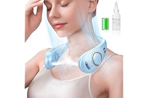 DDKJ Portable Neck Fan,Nackenventilator Testsieger mit Wasser Sprüh,Lautloser Ventilator um den Hals mit LED-Anzeige,Schulter Ventilator Umhänge,Bladeless Faltbar Gesichts Ventilator Wiederaufladbarer