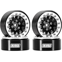 INJORA Jantes Beadlock 1.3 - Aluminium - Déport Négatif -5.25mm - Pour SCX24 TRX4M - Noir/Rouge/Gris/Violet