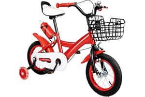 LKHDONG Kinderfahrrad 12 Zoll, Kinderrad für ab 2-4 Jahre, Tretfahrrad mit Stützräder und Korb, Kinder Fahrrad Mädchen Jungen, Fahrrad Kinder Höhenverstellbares