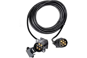 BEIJISTAR 6M Cavo Prolunga Rimorchio 7 Poli, 12V Cavo Prolunga per Rimorchio con Spina e Presa 7 Poli, Cavo Prolunga Spirale Rimorchio Connettore, per Caravan Rimorchio Camion RV