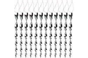 JREMREO 12 Pack Silver Spiral Bird Repellent Reflectors Scare Rods, Hanging Plastic Rod Reflective Birds Deterrent Device, Glossy Finish Wind Spinner Scare Animals Away Outside Patio Lawn Garden Decorations