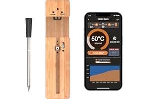 Merdoo Termometro Intelligente per Carne, Termometro per Griglia e Arrosti senza Fili, Monitoraggio della Temperatura tramite App per BBQ, Griglia, Forno, Affumicatore, Girarrosto