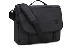 RAVUO Messenger Bag for Men, Water Resistant Lightweight Satchel 15.6 Inch Laptop Shoulder Bag School Book Bag for Work and College Black