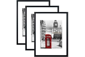 Scholar Tree Black Picture Frame 12x16 (30x40cm) with Mount for 8.5x11, Set of 3, 30x40cm Poster Frame,Wall Mountable