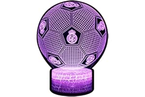 3D Lámpara de Escritorio NHSUNRAY 7 colores LED Touch lámpara de mesa con control remoto para niños cumpleaños regalo de San Valentín de Navidad (Real Madrid football)