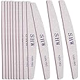 12 Pack Professional Nail File Set Double-Sided 100/180 Grit Emery Board Manicure Tools for Nail Grooming and Styling (White)