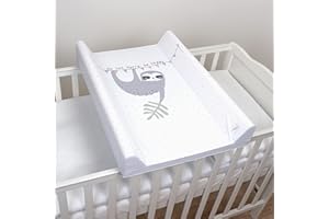 BABY COMFORT Cambiador de base dura para bebé, 70 x 50 cm, se adapta a cuna de 120 x 60 cm, unisex, con cuña antienrollamiento, cambiador impermeable con bordes elevados (perezoso perezoso)