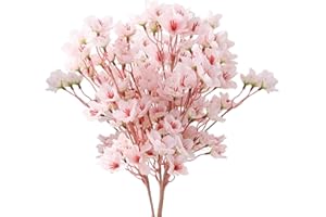 ROSYLEVE 4 sztuki sztucznych gałązek kwiatu wiśni, różowe kwiaty brzoskwini, 40 cm, sztuczne kwiaty wiśni, sztuczne kwiaty, kwiaty brzoskwini, na wesele, imprezę, do domu, biura, na stół, dekoracja