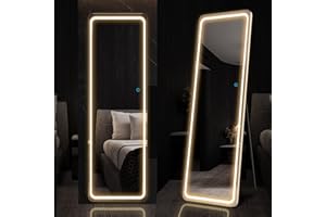 ‎LVSOMT LVSOMT Ganzkörperspiegel mit Beleuchtung, 160x50cm Standspiegel Ganzkörperspiegel LED, Großer Wandspiegel mit Beleuchteter, Spiegel Stehend in Voller Größe, Stehspiegel für Schlafzimmer (Weiß)