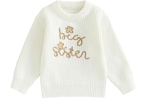 Yoolhamy Bébé Fille Pull d'hiver tricoté Sister Jumper Assorti Chunky Pullover Chandail à Manches Longues pour Enfants