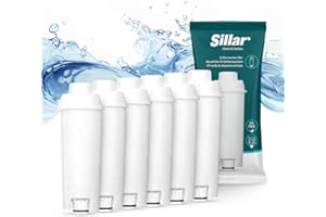 Sillar Set da 6x Filtro Acqua per Macchine da Caffè Delonghi DLSC002, SER3017 & 5513292811 - Compatibile con le Serie ECAM, ESAM, ETAM | Adatto a Dinamica, PimaDonna | Cartucce a Carbone Attivo