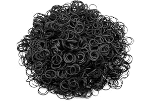 Pack of 1000 Pièces Mini Bandes de Caoutchouc Élastique Soft Elastic Bands Noir, pour les cheveux des enfants,coiffure de mariage et Plus