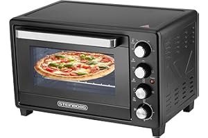 STEINBORG Mini piekarnik 35 l | 1600 W | piec do pizzy | oświetlenie wewnętrzne | w zestawie blacha do pieczenia i ruszt do grillowania | elektryczny rożen obrotowy | mini piekarnik | mały piekarnik | mini