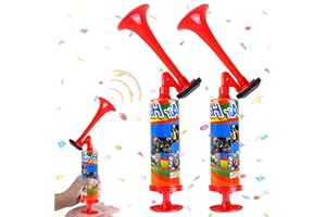 WIYETY 2 Stück Handheld Air Horn Stadion Tröte, Luftbetriebenes Horn, Handheld Luftdruck Fanfare Pumpe, Stadion Nebelhorn, Fussball Lufthorn Lufthupe für Partys Sportveranstaltungen Graduierung - Rot