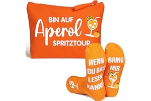 Boluoboluomi Aperol Geschenk,Aperol Reisetaschen Kosmetiktasche + Socken-Set,Lustige Geburtstagsgeschenke für Damen Herren Make Up Tasche Reise Schminktasche.