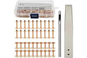 QCWWY Kupfernieten und Grate-Set, 40 Sets Kupfernieten, Leder, Reines Kupfer, Nietsetzwerkzeug für Gürtel, Brieftaschen, Halsbänder, Leder, Heimwerkerbedarf (Stil C)