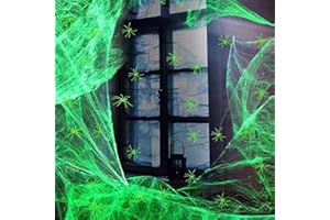 bechoanigel Decoración de telaraña luminosa de Halloween, 200 g, con araña decorativa de Halloween, 30 arañas, para interior y exterior, decoración para Halloween, casa y jardín