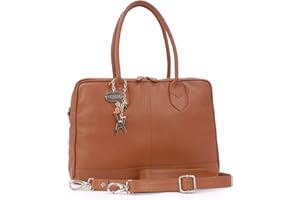 CATWALK COLLECTION HANDBAGS CATWALK COLLECTION - Cuir Véritable - Sac porté épaule avec Bandoulière et détachable/Sac Besace/Sac de Travail/Sac à Main - Pour Ordinateur Portable/iPad - Femme - GROSVENOR