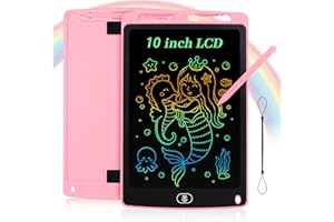 Coolzon Tavoletta Grafica LCD Scrittura 10 Pollici Colorato Schermo, Lavagna da Disegno Portatile Ewriter Cancellabile con Pulsante di Blocco per Bambini Studenti di 3 4 5 6 7 8 anni Adulti (Rosa)