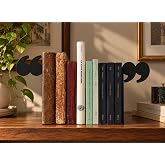 Virg&uuml;l Tasarımlı Siyah Kitap Tutucu, 2&rsquo;li Set | Dekoratif Kitap Desteği
