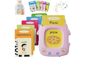 Schede Flash Cards Parlanti, Electight 224 Parole Flashcards Parlanti Giocattoli per Bambin, Gioco Educativo per Bambini 3-7 Anni, Regalo di Compleanno per Imparare a Parlare, Rosa