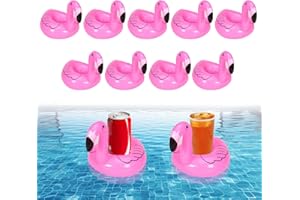 LUMOOM 9 Pièces, Porte-Gobelets Gonflables, Flamingo Porte-Boissons Flottant pour Bouteille De Bière, Coupe À Champagne, Canettes, Mini Porte-Bière Flottant pour Fête Plage, Piscine, Strand
