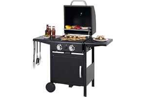 tepro Gasgrill Mayfield 2 mit 2 hochwertigen, leistungsstarken Edelstahlbrennern, verchromten Grillrosten (Rost-in-Rost-System), großer Warmhaltefläche, integriertem Thermometer im Deckel und praktischen Seitenablagen, Maße ca. 112 x 58 x 100 cm