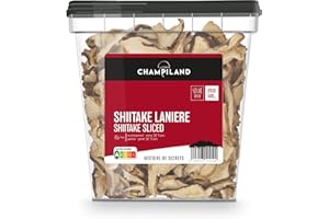 CHAMPILAND - Shiitaké en Lanière Séché - Champignons Cultivés Sélectionnés - Saveur Exceptionnelle - Champignons Riches en Protéines - Pot de 500 g