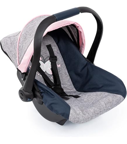 Poussette Poupée Dolly Tots Cherish - Bleu Marine Et Blanc - Réglable Et Pliable - Avec Sac à Langer Et Panier