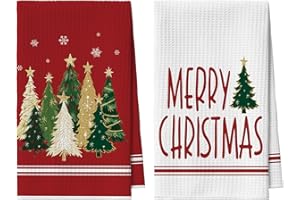 Artoid Mode Juego de 2 paños de cocina de Navidad, 42 x 65 cm, diseño de copos de nieve, color rojo