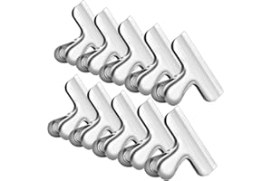 Ipow 10 Stück große Metall Clips Tüten Verschlussclips Brief Klammern aus rostfreiem Edelstahl, Starke Federkraft (76mm)