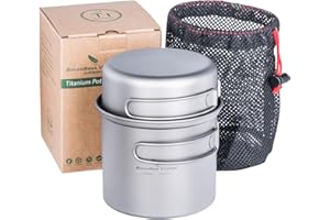 iBasingo 1/2/3-piece Juego De Tazones De Titanio Bandeja De Cocina para Acampar Al Aire Libre Olla con Mangos Plegables Platos De Picnic Kits De Viaje Platos De Picnic